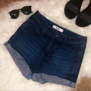 Hollister Dark Wash High Waisted Shorts